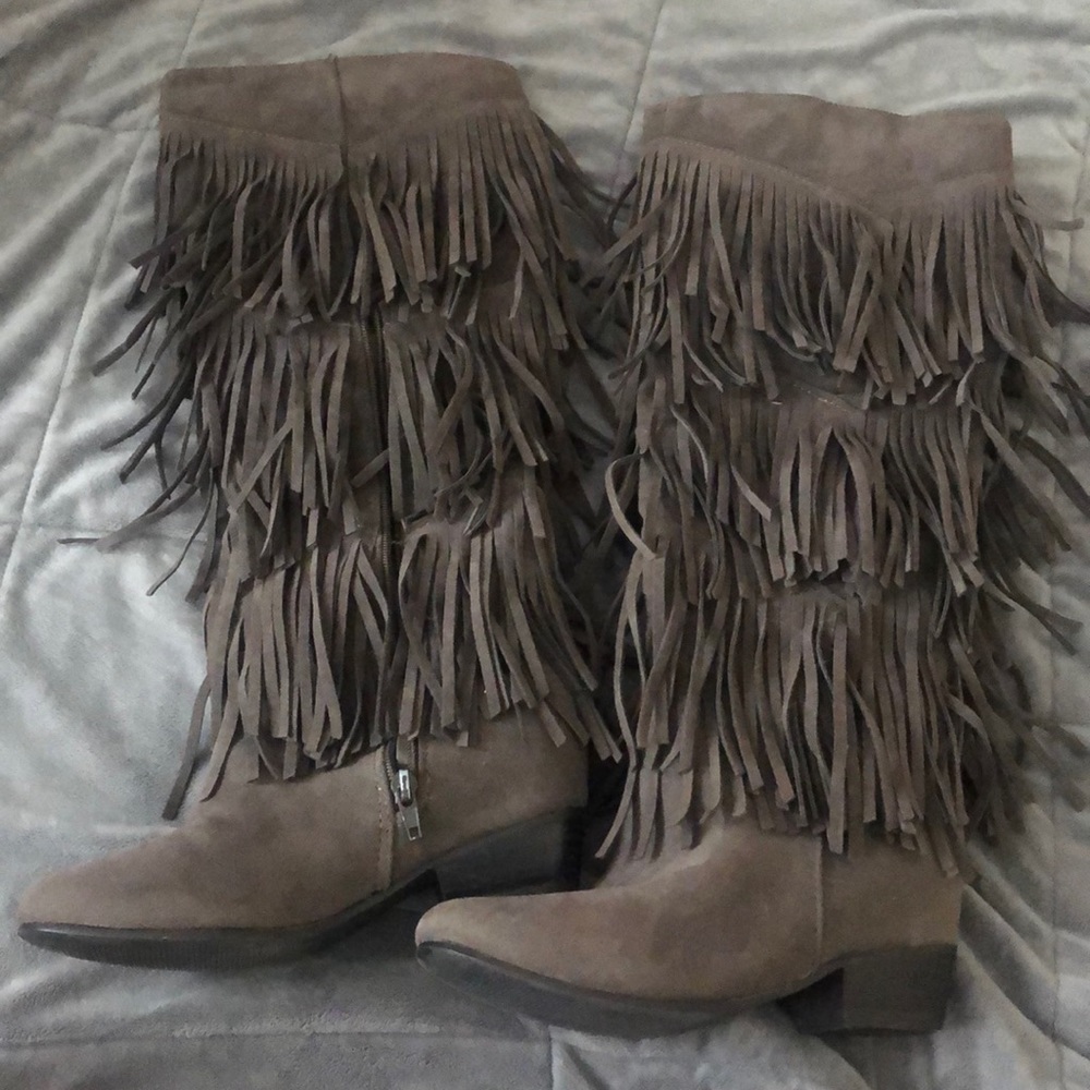 Fringe Knee High Boots